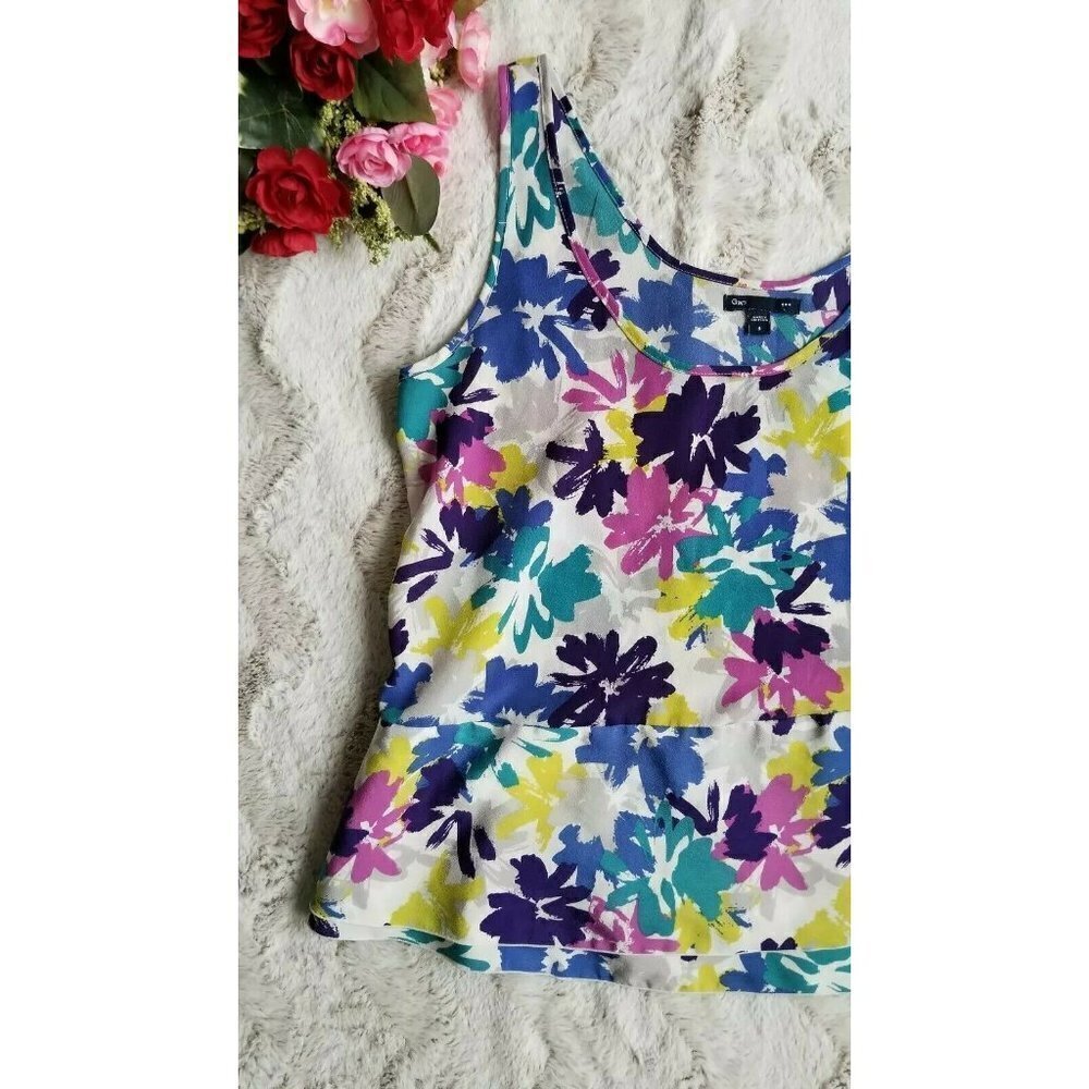 Gap White Springtime Multicolor Floral Sleeveless Top Size S - Picture 3 of 9